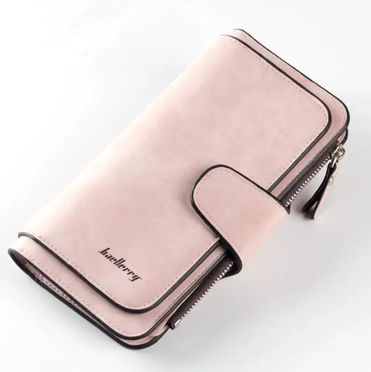 Baellerry Leather Women Wallets Coin Pocket Hasp Card Holder Money Bags Casual Long Ladies Clutch Phone Wallet Women Purse - Цвет: Розовый