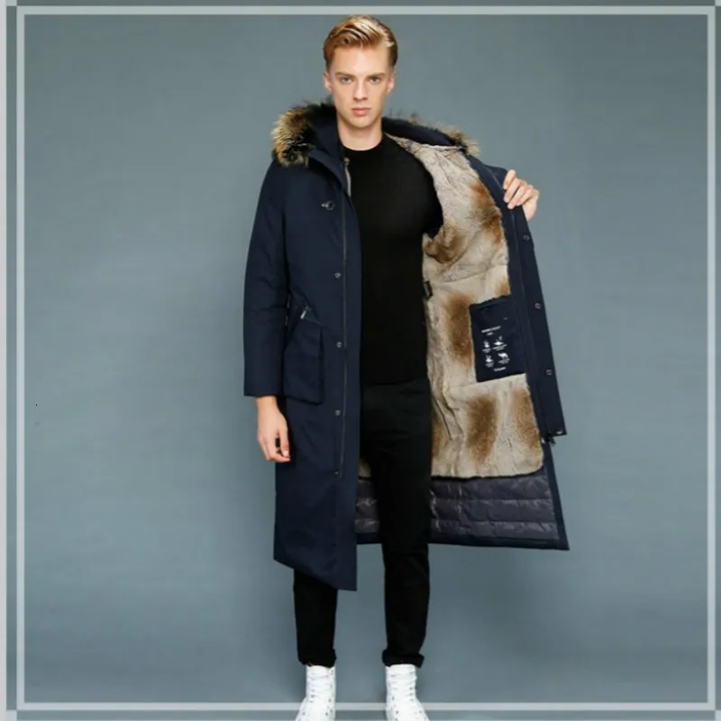 Real Fur Coat Rabbit Fur Coat Winter Jacket Men Goose Down Jacket Warm Parkas Plus Size Jackets Casaco 1807-1 YY1089
