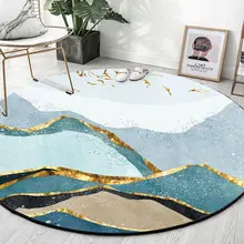Абстрактный пейзаж круглый уголок коврики гостиная диван стул нескользящий пол коврик спальня подвесная корзинка на стул Синий Домашний Декор Ковер