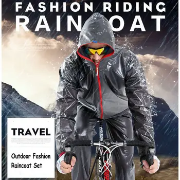 

Outdoor Split Raincoat Rain Pants Suit Women Men Waterproof PVC Mountaineering Riding Hooded Bicycle Reflective Safety Clothing