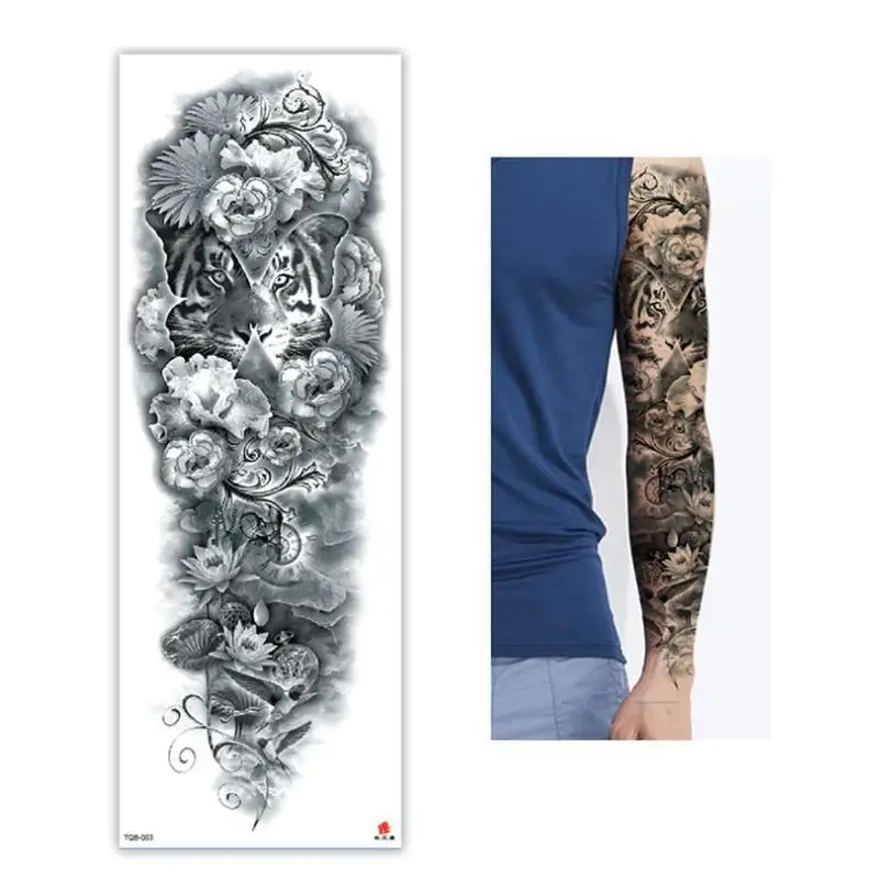 Водостойкая временная татуировка наклейка полная рука Большой Череп Старая школа тату наклейка s яркие искусственные татуировки наклейка для мужчин и женщин - Цвет: C