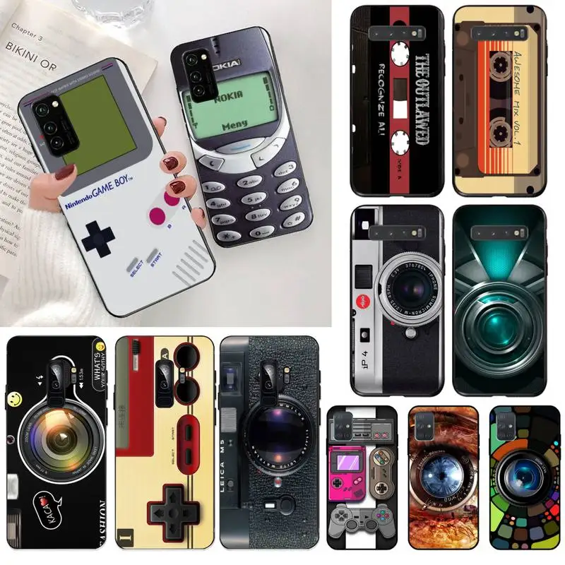 Винтажный силиконовый черный чехол для телефона с лентой камеры Gameboy Samsung S20 plus Ultra