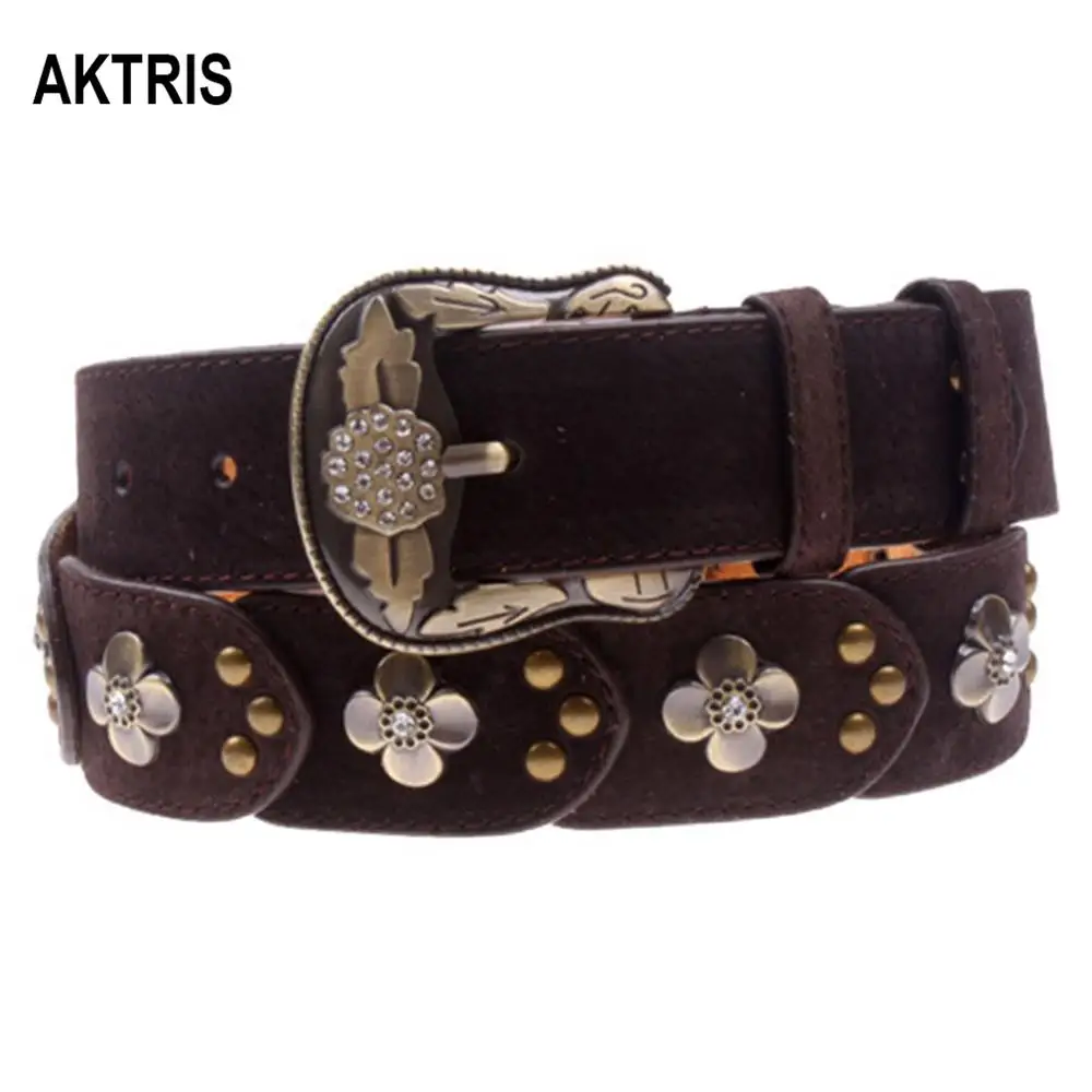 AKTRIS, женская мода, качественная коровья кожа, натуральная кожа, Ретро стиль, цветочные пряжки, металлические ремни для дам, Женский ремень, Ширина 3,9 см, LDFC001