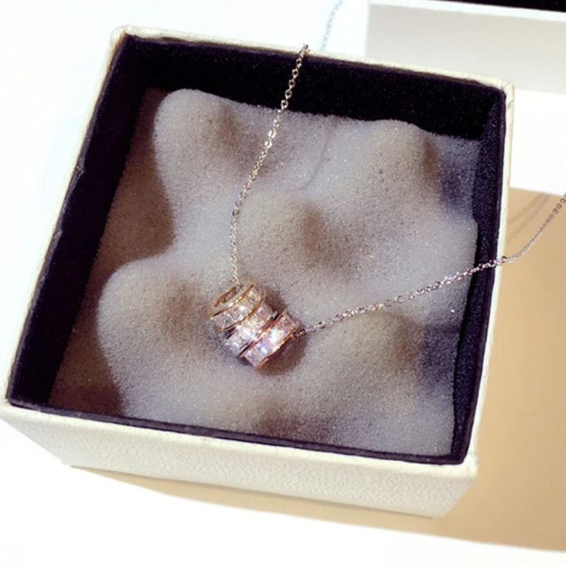 Hot Sale 3 Colors Super Shine Exquisite CZ Circle Necklace for Women AAA Bling Cubic Zircon Temperament Clavicle Chain Jewelry - Image 4