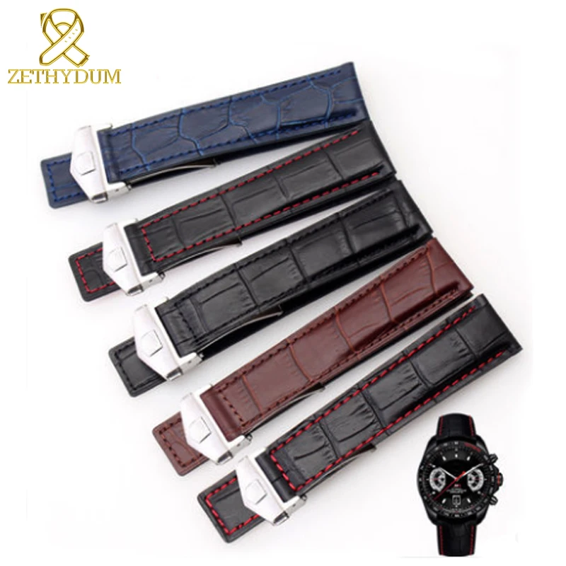19Mm 20Mm 22Mm Cinturino In Vera Pelle Per Tag Heuer Watch Carrera Monaco Series Watch Belt Nero Marrone Uomo Accessori Per Orologi