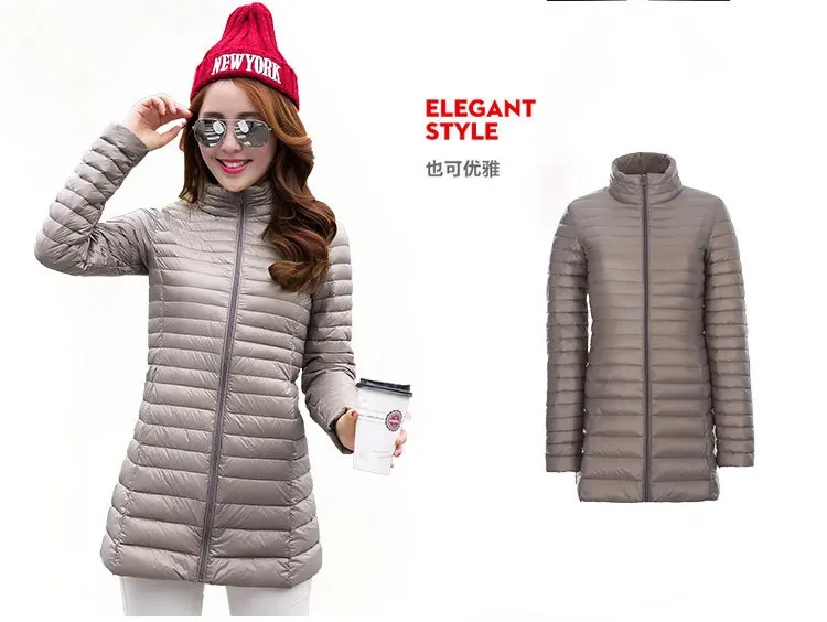 Autumn And Winter New Style Mid-length Women's Stand Collar down Jacket Lightweight Slim Fit Omega-Large Size a Generation