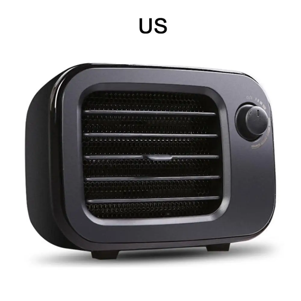 black US plug Start Power-off Protection Immediately After Dumping Retro Heater Intelligent Constant Temperature Desktop Heater - Цвет: black US plug