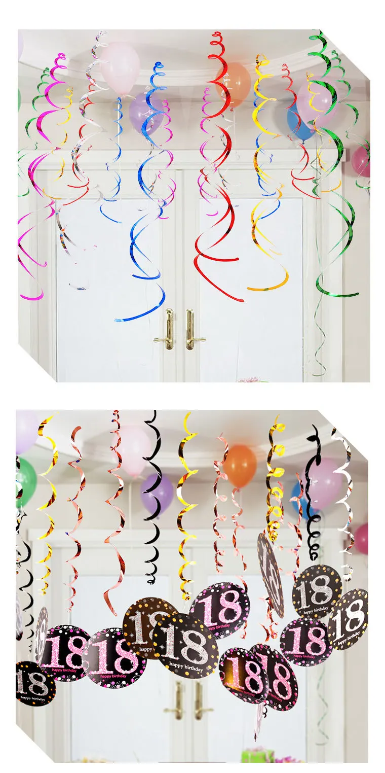 Cross Border for PVC Spiral Hanging Decoration Bracelet Charm 18-Year-Old 30-Year-Old 60-Year-Old Birthday Decoration Party Back