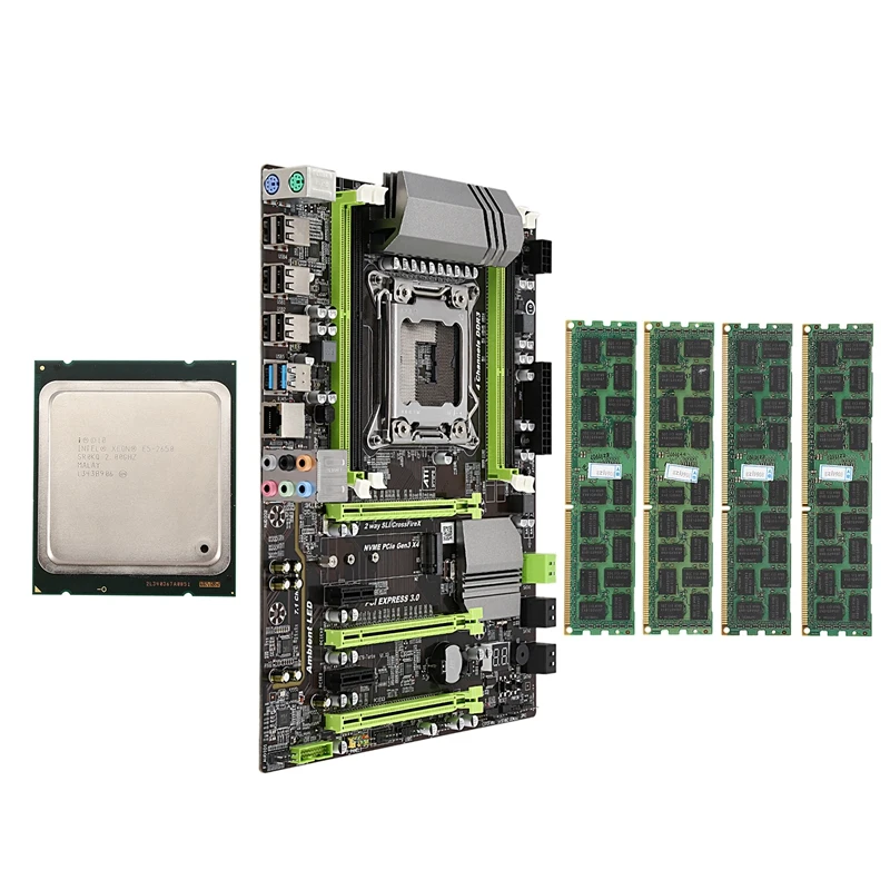 X79 материнская плата LGA2011 Combo с процессором E5 2650 4-канальный 16 Гб(4X4 Гб) DDR3 ram 1333 МГц NVME M.2 SSD слот