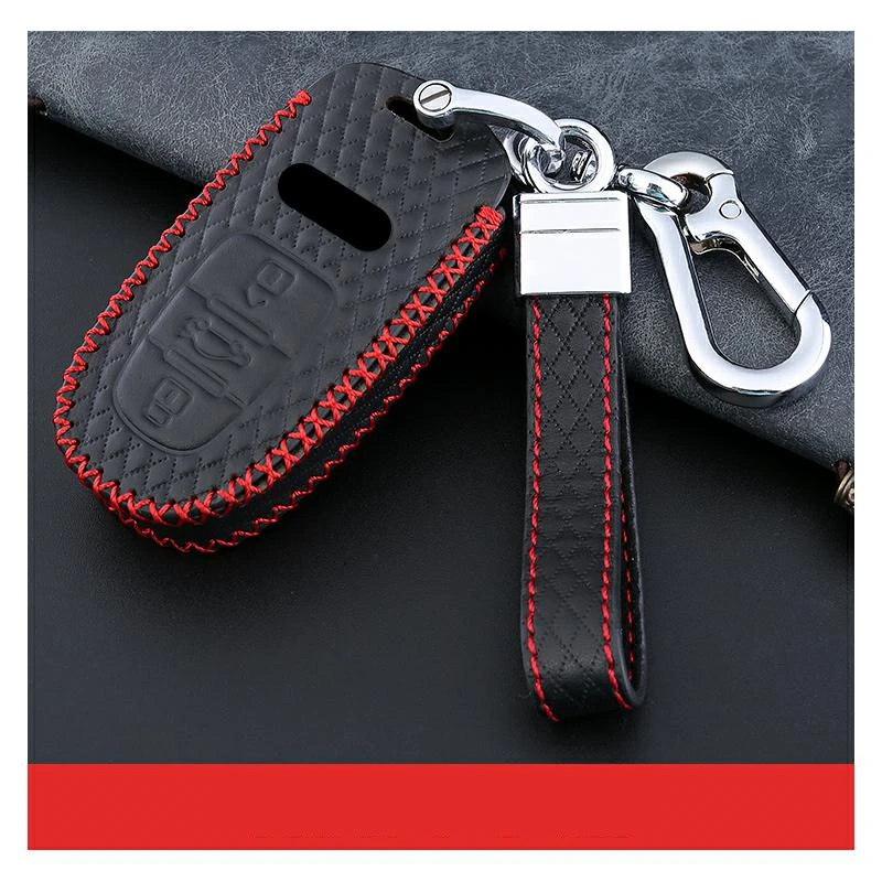 C with keychain 2 Автомобильные аксессуары верхний Laye кожаный чехол для ключей для Audi ключ крышка Q3 Q5 Sline A3 A5 A6 C5 A4 B6 B7 B8 TT 80 S6 C6 Fob для автомобильного ключа - Название цвета: C with keychain 2