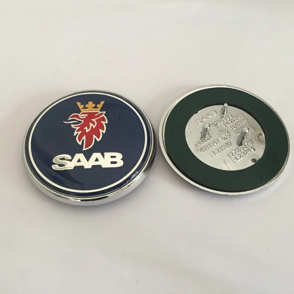 2шт 68 мм SAAB крышка переднего капота автомобиля эмблема задний Грузовик значок наклейка автомобиля Стайлинг Для 03-10 BJ SCS 9-3 9-5 9-2x 9-5x