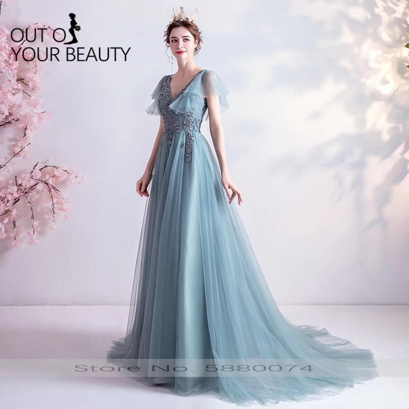 

2020 New High-end Evening Dress Luxury Backless Gray Ladies Banquet Formal Skirt Host Performance Annual Meeting Long Dress