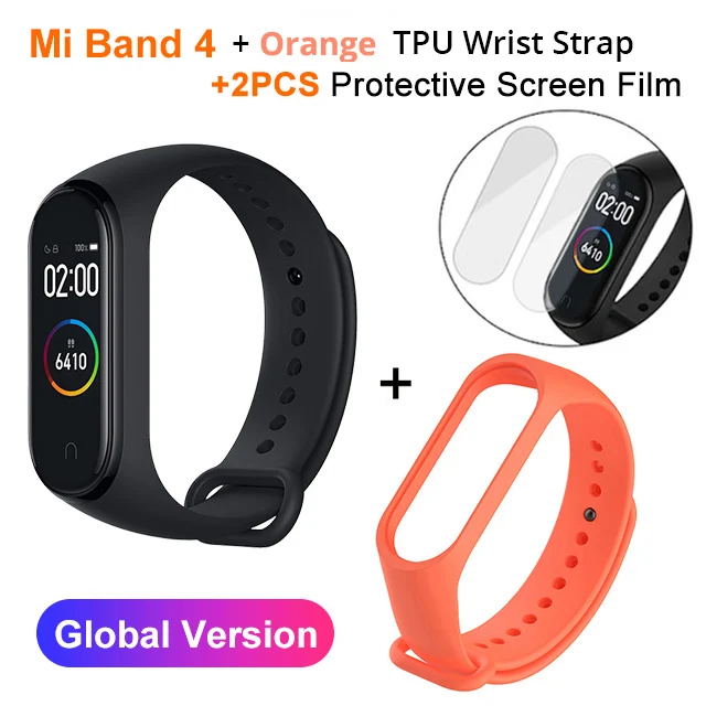 Xiaomi mi Band 4 SmartBand mi Band 4 Браслет фитнес-трекер для измерения сердечного ритма Bluetooth 5,0 50 м водонепроницаемый - Цвет: MiBand4 N OrangStrap