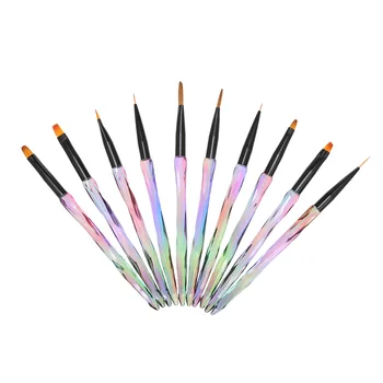 

10pcs/set Nail Art Brush Kit Gradient Color Handle Nail Painting Drawing Pen Brush Nail Art Design UV Gel Nail Builder Brushes