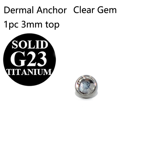 G23 Titanium Micro Dermal Anchor Skin Diver Flat CZ Gem Fashion Dermal Piercings Surface Piercing Stud Body Piercing Jewelry