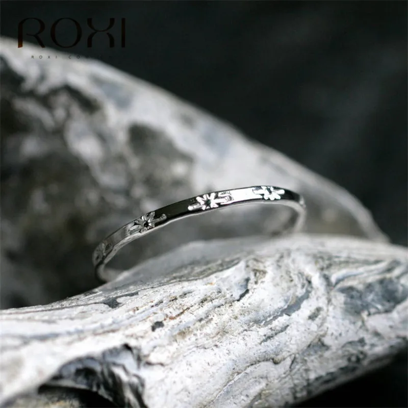 ROXI 925 Sterling Silver Ring for Women Girl Party Wedding Rings Dainty Sun Signet Female Finger Ring Couple Lover Jewelry