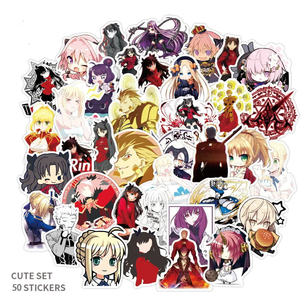 

50pcs Anime Fate/Apocrypha Sticker Saber&Joan of Arc Astolfo Stickers Waterproof Decals Skateboard Sticker For Laptop Notebook