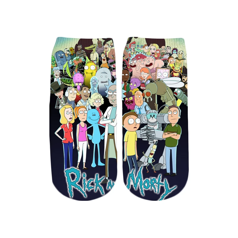 PLstar Cosmos/Новинка года; милые короткие носки с 3D принтом с героями мультфильмов Rick and Morty для мужчин и женщин; корейские носки в стиле Харадзюку; WZ777 - Цвет: color as the picture