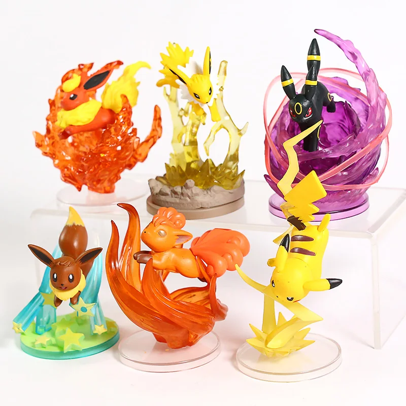 Монстры файтинги фланелеон Jolteon Umbreon eeevee Vulpix Rowlet Jigglypuff Cubone Litten Espeon Absol ПВХ Фигурки игрушки 6 шт./компл