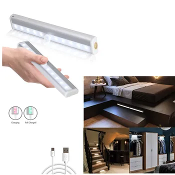 

Motion Sensor Light Lighting LED Cabinet Under Light Wardrobe Closet Kitchen USB Rechargeable LED Strip Lamp Night Light