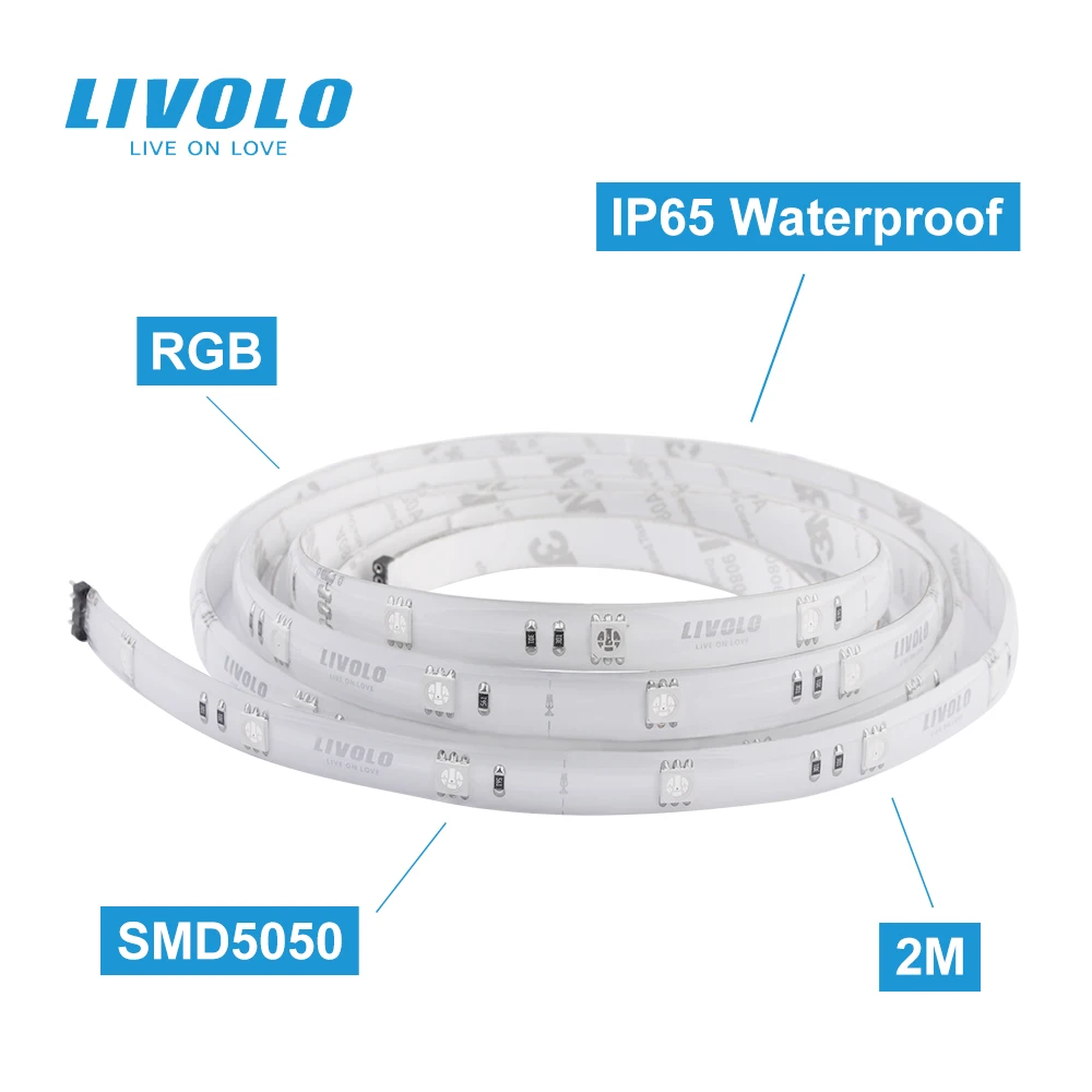 US $28.52 LIVOLO Smart Wifi LED Light Strip 2m 5050 RGB Flexible Ribbon StructureApp Google Home Alexa Control12V AdapterIntelligent