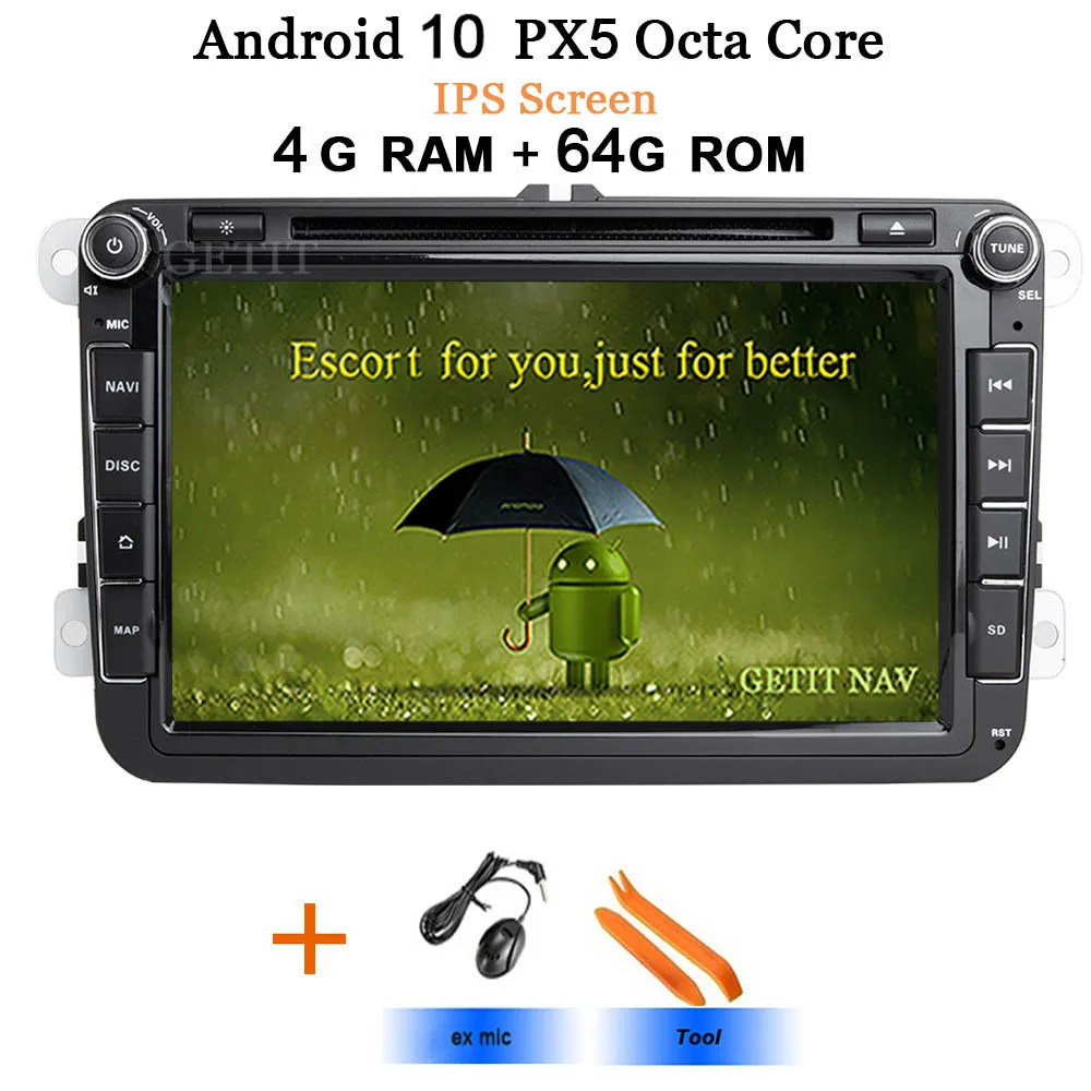 DSP ips Автомобильный мультимедийный плеер Android 10 gps 2 Din автомагнитола аудио авто для VW/Volkswagen/POLO/PASSAT/Golf 8 ядер ram 4 г 64 г - Цвет: IPS PX5 64G