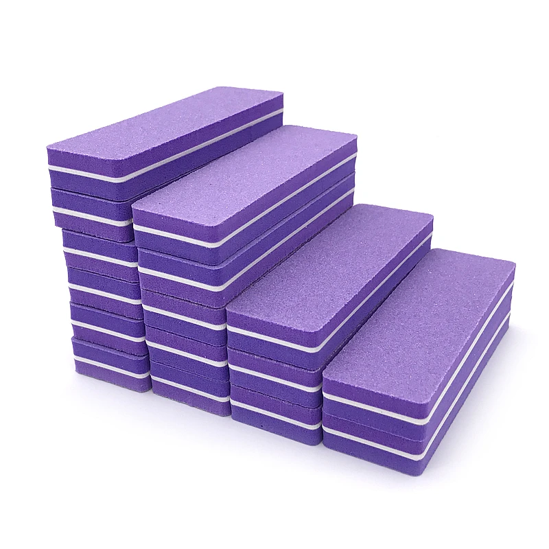 60pcs/lot Purple Double Side Nail Files Buffer lime ongle 100/180 Grinding Polishing Manicure Pedicure Sponge Nail File Tools