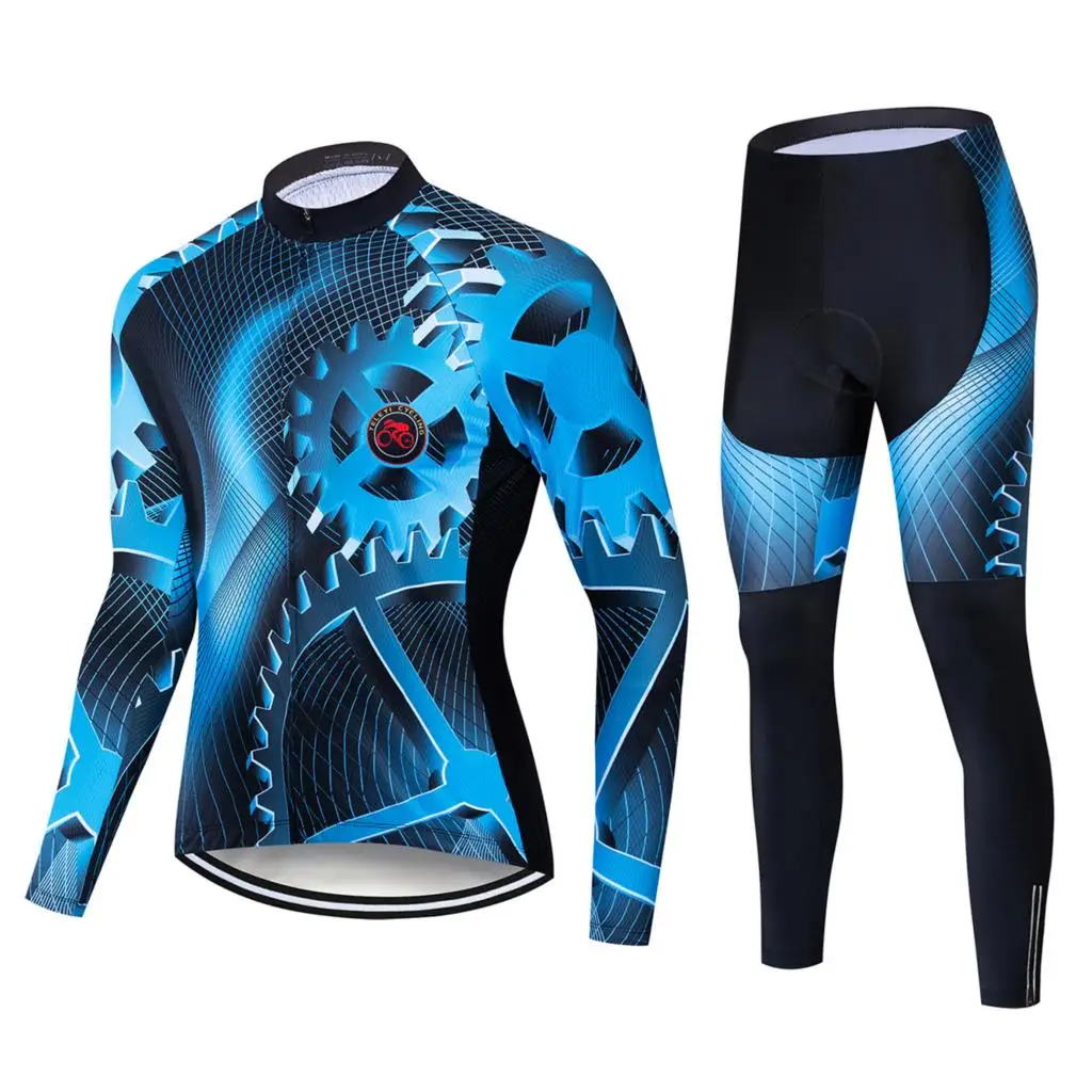 Long Jersey Suit teleyi Team, с длинным рукавом, для велоспорта, Джерси, набор, комбинезон, ropa ciclismo, одежда для велоспорта, MTB, для велосипеда, Джерси, Униформа, мужская одежда - Цвет: Long Jersey Suit