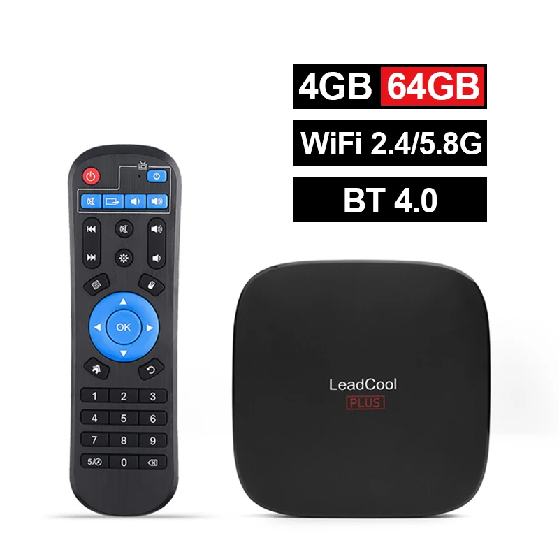 Leadcool Plus Smart tv Box Android 9,0 RK3318 4K H.265 медиаплеер двухдиапазонный wifi 2,4G/5G USB 3,0 Leadcool андроид ТВ-приемник - Цвет: 4G64G TV Box