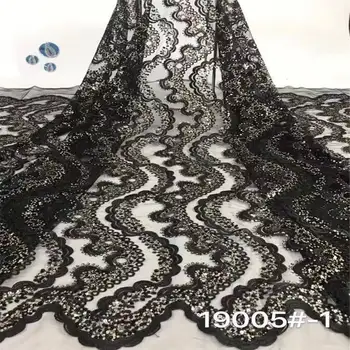 

High Quality African Lace Fabric Net 2019 French Lace Fabric Tulle With Sequin Gold Nigerian Lace Fabric For Wedding J10366