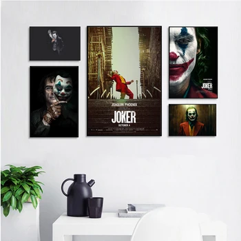 

Joaquin Phoenix Movie Wall Art Poster Joker DC Canvas Painting Vintage Poster Pictures Cafe Halloween Home Decoration