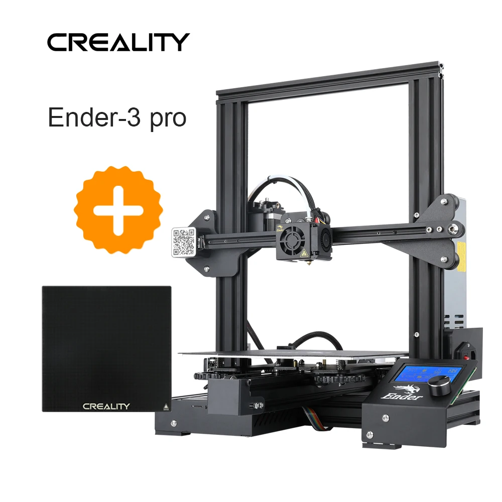 Add Glass plate CREALITY 3d принтер обновление видения Ender-3 профессиональный принтер DIY комплект Ender-3 PRO с МВт блок питания 3D Drucker Impresora Принтер Комплект - Цвет: Add Glass plate