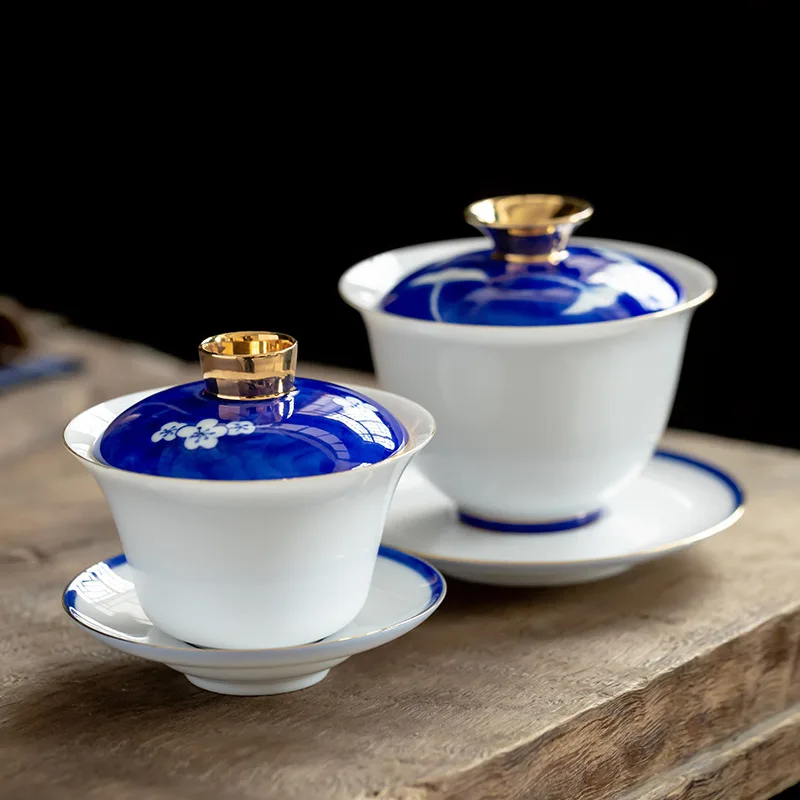 Ceramic Pure Hand-Painted Gai Wan Cha Cup of Large Sancai Tureen Eggshell Porcelain Kung Fu Tea Bowl Gaiwan Sopera De Ceramica | Дом и сад