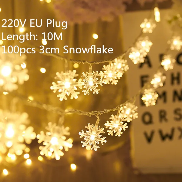 Счастливого Рождества украшения для дома комнатные светодиодные светильники рождественские украшения год Navidad Рождество Декор Рождество Kerst - Цвет: 10x100 snow warm