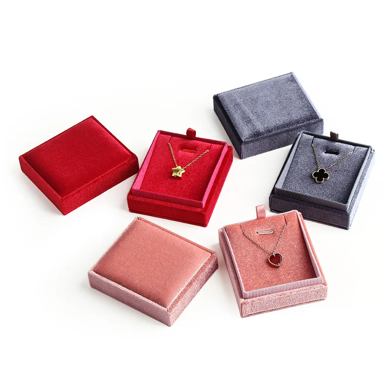 High-grade flannelette jewelry boxes necklace box package high-quality 1pcs solid color choice delicate material | Украшения и