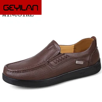 

Genuine Leather Men Casual Shoes Men Loafers Moccasins Breathable Slip on Driving Shoes Plus Size 38-47