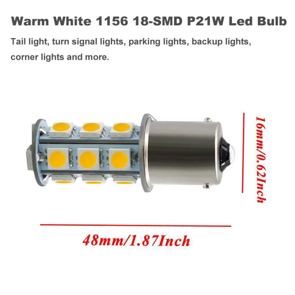 10 шт. GRV Ba15d 1142 высокое яркий Автомобильный светодиодный лампы 18-5050SMD AC/DC12V-24V теплый белый
