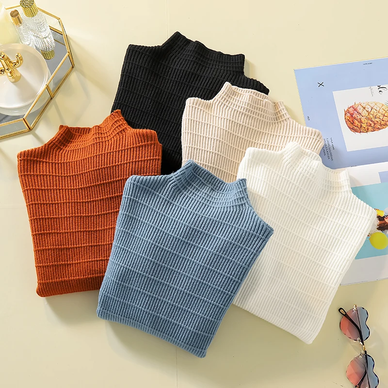 

Sweater Women 2019 Spring Autumn Basic Tops Women Sweaters Pullover Slim Fit Sweaters And Pullover Solid Color Turtleneck
