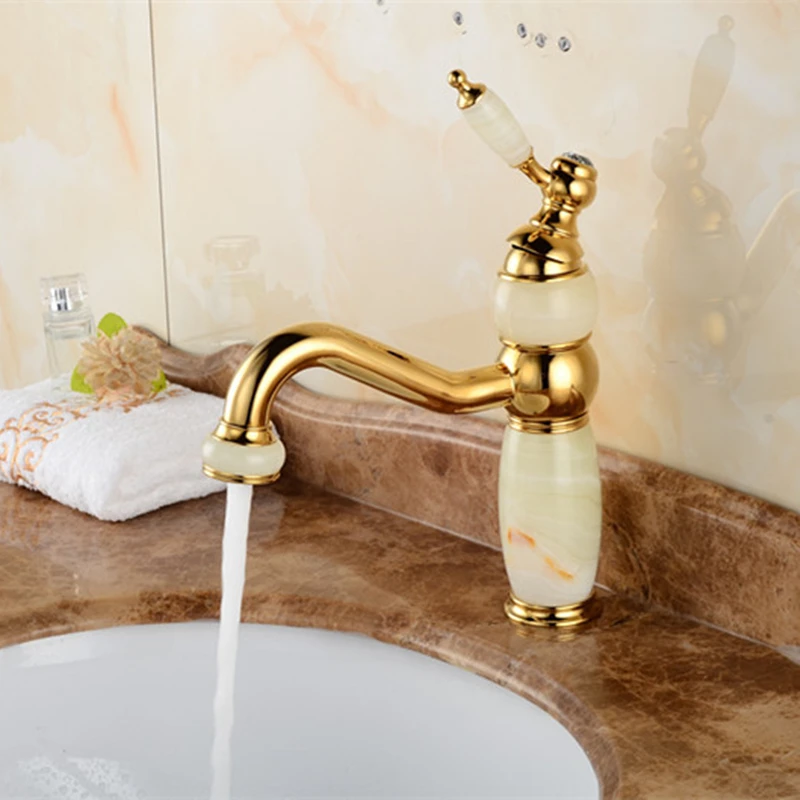 Natural Jade Faucet European-style Gold-plated Single-hole Faucet Face Pot Electric and Hot Water Faucet
Natural Jade Faucet European-style Gold-plated Single-hole Faucet Face Pot Electric and Hot Water Faucet