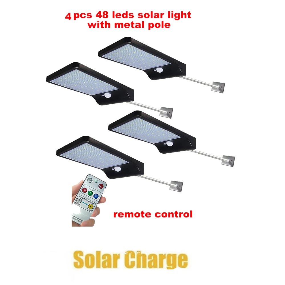 

2/4pcs Solar Lamp Outdoor Led Light PIR Motion Sensor LED Solar Power Wall Street Garden Light Security Spotlight Waterproof Dec