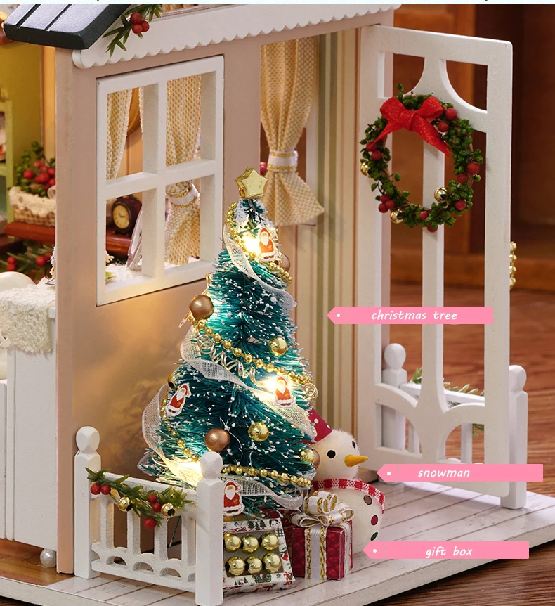 Кукольный дом Миниатюрный Кукольный кукольный домик CUTEBEE, деревянная мебель для дома, игрушки для детей, рождественские подарки