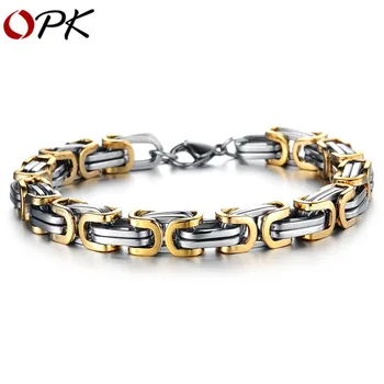 

OPK bangles Men texture Stainless steel Curb Cuban Link Chain Charm Bracelet For Men Health Jewelry Good quality Bracelet Gift