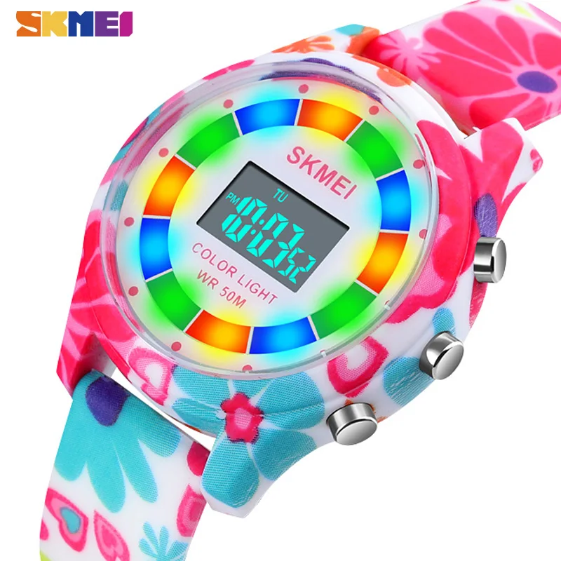 SKMEI Creative Kids Watches Fashion Digital Children Watch Stopwatch Alarm Clock For Boy Girl Luminous Waterproof relogio 1596 afbeelding