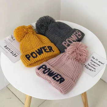 

Winter Thickened Embroidered Pearl Letter Warm Knitted Hat Women's Leisure Pom Pom Beanies Hat