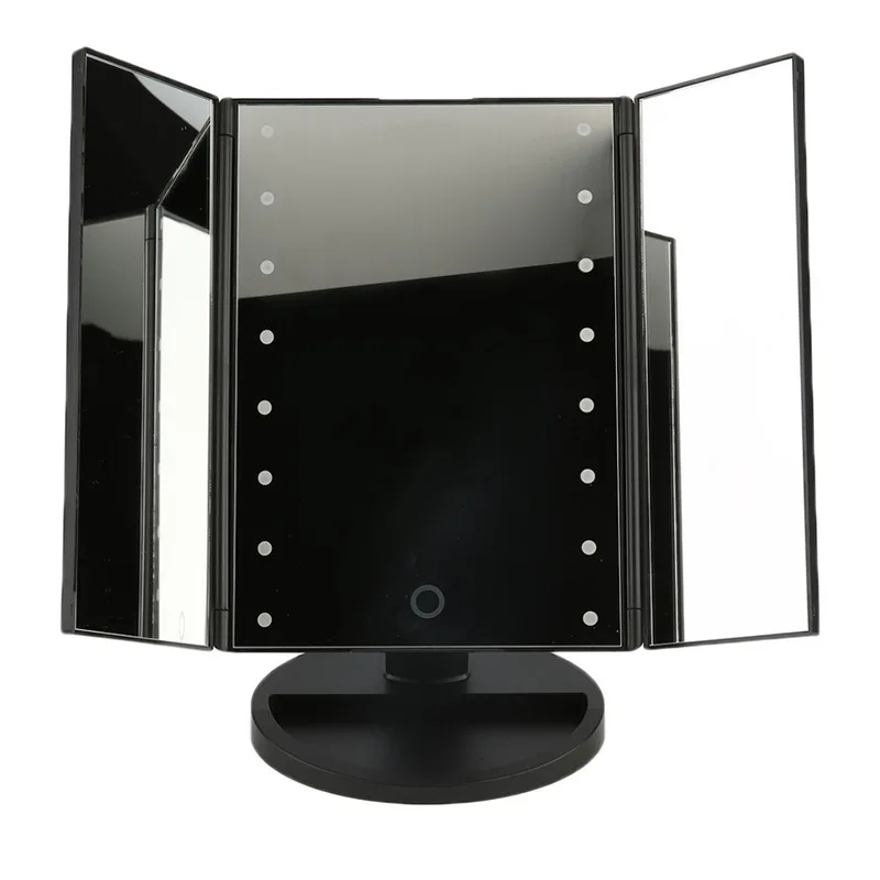 

Europe And America LED Light Makeup Mirror Three Folding Portable Desktop Makeup Mirror LED Shining Hairdressing Mirror