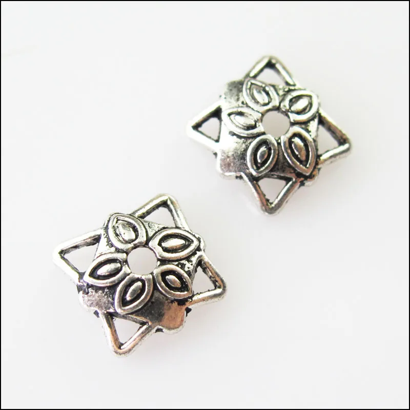 

70 New Connectors Square Flower Tibetan Silver End Bead Caps 8mm
