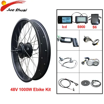 

48V 1000W Ebike Motor Kit 20''26'' 4.0 Fat Tire Brushless Hub Motor Wheel Rear Snow Beach Bicycle Electric Bike Conversion Kit