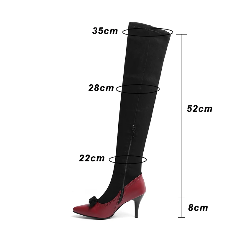 Kcenid Autumn winter thigh high stretch boots pointed toe bowtie over the knee boots party prom shoes women long boots new