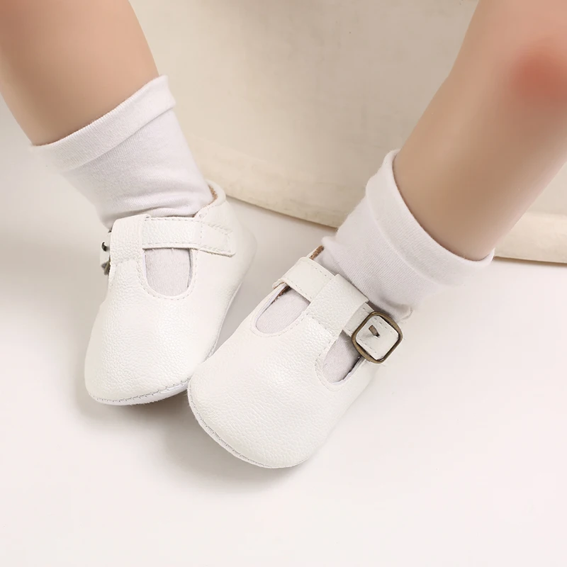 Infant Newborn Baby Girls Princess Non-Slip Floral Border Shoes Toddler Baby Soft PU Leather Prewalker Shoes Solid First Walkers