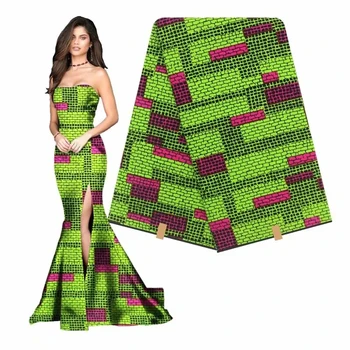 

Green Haute couture African Dress making fabric Ankara cotton African wax print Sold by 6 Yards Y-284